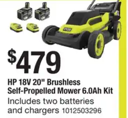The Home Depot RYOBI HP 18V 20 Brushless Self-Propelled Mower 6.0Ah Kit offer