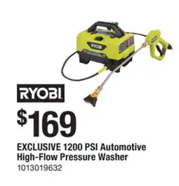 The Home Depot RYOBI 1200 PSI Automotive High-Flow Pressure Washer offer