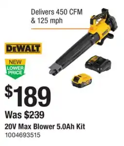 The Home Depot DEWALT 20V Max Blower 5.0Ah Kit offer