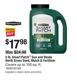 The Home Depot PENNINGTON 5 lb. Smart Patch Sun and Shade North Grass Seed, Mulch & Fertilizer offer