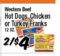 Western Beef Western Beef Hot Dogs, Chicken or Turkey Franks offer