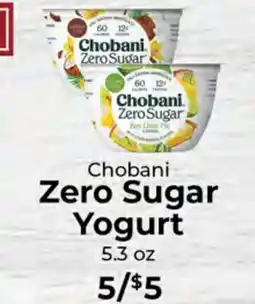Sunset Foods Chobani Zero Sugar Yogurt offer