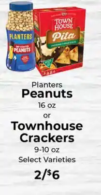 Sunset Foods Planters Peanuts 16 oz or Townhouse Crackers 9-10 oz offer