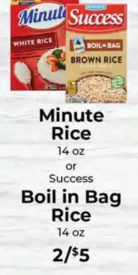 Sunset Foods Minute Rice 14 oz or Success Boil in Bag Rice 14 oz offer