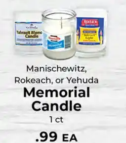 Sunset Foods Manischewitz, Rokeach, or Yehuda Memorial Candle offer