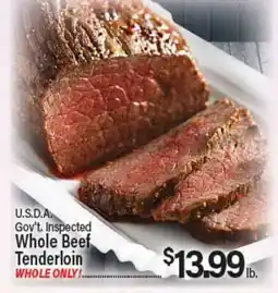 Angelo Caputo's Fresh Market U.S.D.A. Gov't Inspected Whole Beef Tenderloin offer