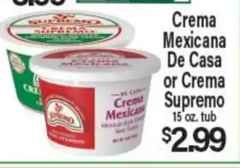 Angelo Caputo's Fresh Market Crema Mexicana De Casa or Crema Supremo offer