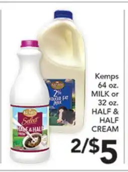Pete's Fresh Market Kemps 64 oz. MILK or 32 oz. HALF & HALF CREAM offer