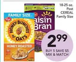 Pete's Fresh Market 18-25 oz. Post CEREAL Family Size offer
