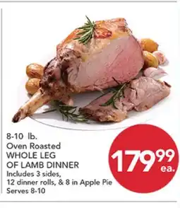 Pete's Fresh Market 8-10 lb. Oven Roasted WHOLE LEG OF LAMB DINNER offer