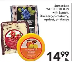 Pete's Fresh Market Wensleydale & Cranberry, Somerdale WHITE STILTON with Lemon, Blueberry, Cranberry, Apricot, or Mango offer