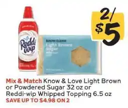 Winn Dixie Know & Love Light Brown or Powdered Sugar 32 oz or Reddi-wip Whipped Topping 6.5 oz offer