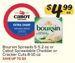Winn Dixie Boursin Spreads or Cabot Spreadable Cheddar or Cracker Cuts offer