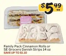 Winn Dixie Family Pack Cinnamon Rolls or SE Grocers Danish Strips offer