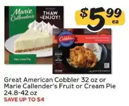 Winn Dixie Great American Cobbler or Marie Callender's Pie offer
