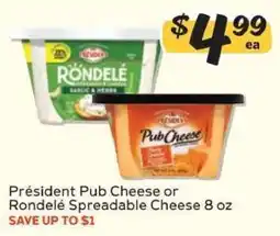 Winn Dixie President Pub Cheese or Rondele Spreadable Cheese offer