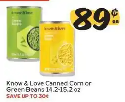 Winn Dixie Know & Love Canned Corn or Green Beans offer