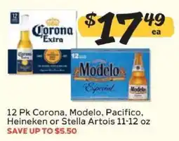 Winn Dixie 12 Pk Corona, Modelo, Pacifico, Heineken or Stella Artois offer