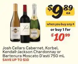 Winn Dixie Josh Cellars Cabernet, Korbel, Kendall-Jackson Chardonnay or Bartenura Moscato D'asti offer