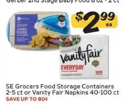 Winn Dixie SE Grocers Food Storage Containers or Vanity Fair Napkins offer