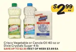 Winn Dixie Crisco Vegetable or Canola Oil 40 oz or Dixie Crystals Sugar 4 lb offer