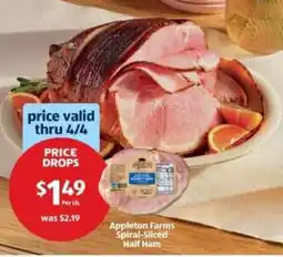Aldi Appleton Farms Spiral-Sliced Half Ham offer