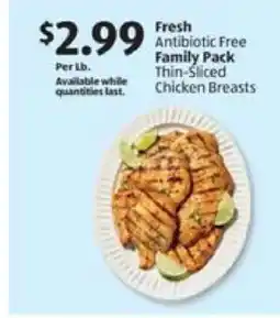 Aldi Fresh Antibiotic Free Family Pack Thin-Sliced Chicken Breasts offer