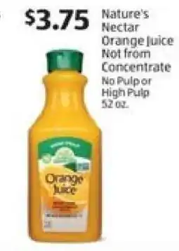 Aldi Nature's Nectar Orange Juice offer