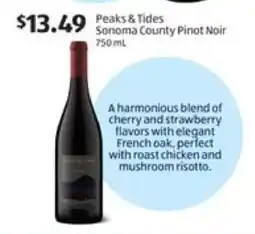 Aldi Peaks & Tides Sonoma County Pinot Noir offer
