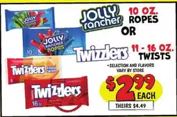 Ollie's JOLLY RANCHER 10 OZ ROPES OR TWIZZLERS 11-16 OZ. TWISTS offer