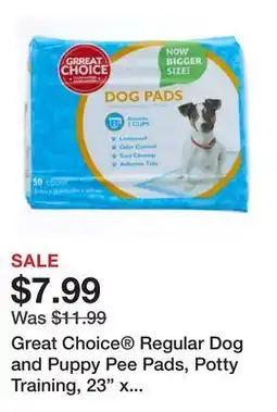 Petsmart Great Choice Regular Dog and Puppy Pee Pads, Potty Training, 23 x 24, Unscented, 50 Count offer