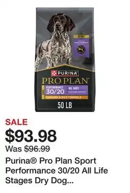 Petsmart Purina Pro Plan Sport Performance 30/20 All Life Stages Dry Dog Food - Chicken & Rice, High-Protein offer
