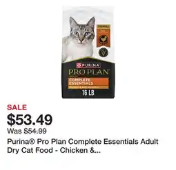Petsmart Purina Pro Plan Complete Essentials Adult Dry Cat Food - Chicken & Rice, With Probiotics offer