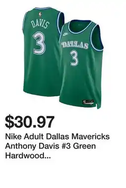 Dick's Sporting Goods Nike Adult Dallas Mavericks Anthony Davis #3 Green Hardwood Classics Swingman Jersey offer