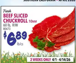 Restaurant Depot Fresh BEEF SLICED CHUCKROLL 10MM offer