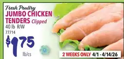 Restaurant Depot Fresh Poultry JUMBO CHICKEN TENDERS Clipped offer