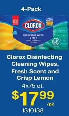 Restaurant Depot Clorox Disinfecting Cleaning Wipes, Fresh Scent and Crisp Lemon offer
