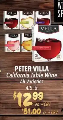 Restaurant Depot PETER VILLA California Table Wine offer