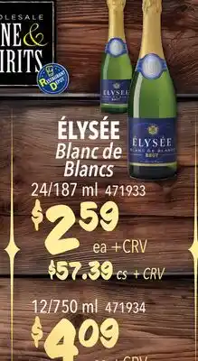 Restaurant Depot ÉLYSÉE Blanc de Blancs offer