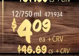 Restaurant Depot 12/750 ml offer