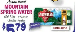 Restaurant Depot Arrowhead MOUNTAIN SPRING WATER offer