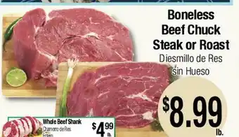 Big Saver Foods Boneless Beef Chuck Steak or Roast offer