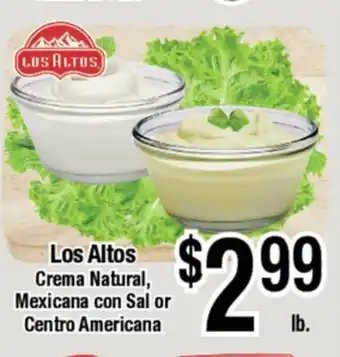 Big Saver Foods Los Altos Crema Natural, Mexicana con Sal or Centro Americana offer
