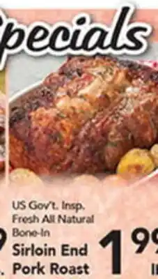 Eurofresh Market US Gov't. Insp. Fresh All Natural Bone-In Sirloin End Pork Roast offer