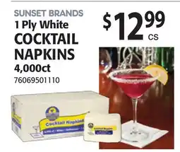 Restaurant Depot SUNSET BRANDS 1 Ply White COCKTAIL NAPKINS offer