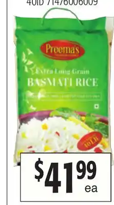 Restaurant Depot Preema's Extra Long Grain BASMATI RICE offer