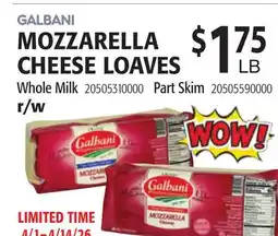 Restaurant Depot GALBANI MOZZARELLA CHEESE LOAVES offer