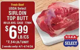 Restaurant Depot Fresh Beef USDA Select SIRLOIN TOP BUTT offer
