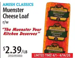 Restaurant Depot AMISH CLASSICS Muenster Cheese Loaf offer