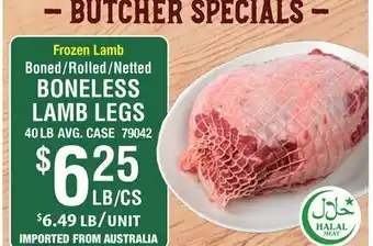 Restaurant Depot Frozen Lamb Boned/Rolled/Netted BONELESS LAMB LEGS offer